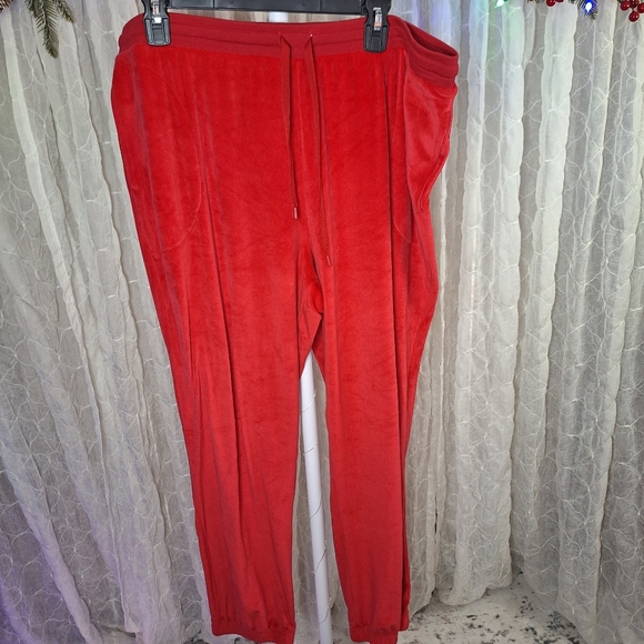 Secret Treasures Pants - Secret Treasures High Rise Strechy Red Velour Lounge Jogger Pants XL